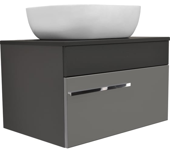 Тумба Runo Вудлайн 65 /подвесная/темно-серая/серая/ под накладной умывальник 00-00004898 1