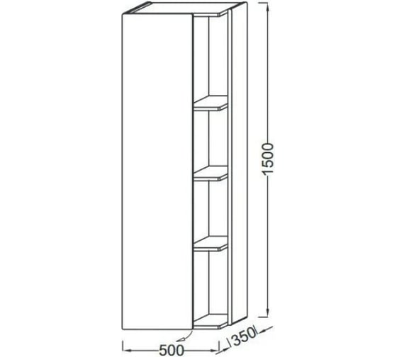 Подвесная колонна Jacob Delafon 50 см, шарниры слева, Ш50 x Г35 х В150 см EB1179G-N23 00000041935