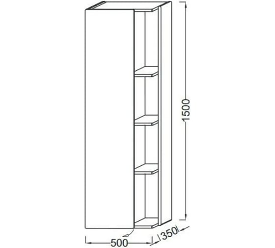 Подвесная колонна Jacob Delafon Terrace 50 см, шарниры слева, стеклянные разделители EB1179G-274 00000037930