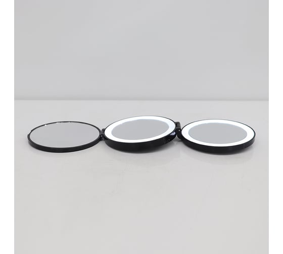 Зеркало с LED подсветкой Camelion черный, тройное, 1х/5х/7х, 4хCR2032 M216-DL 13003