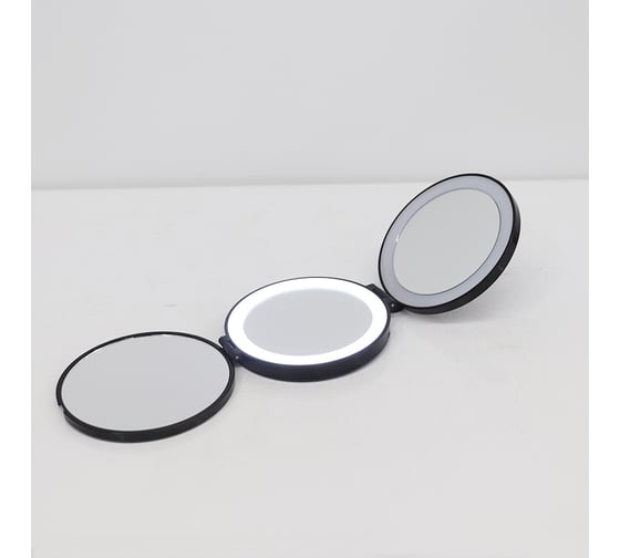 Зеркало с LED подсветкой Camelion черный, тройное, 1х/5х/7х, 4хCR2032 M216-DL 13003