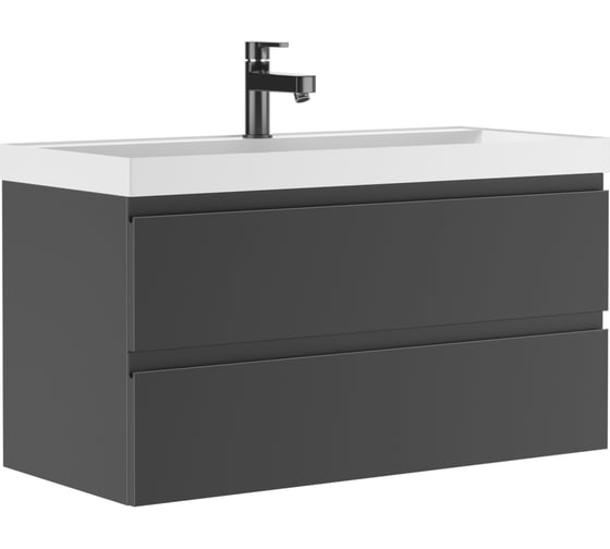 Тумба подвесная под умывальник Домино Bazis 100 Graffo графит матовый В2 DGr2404T 1