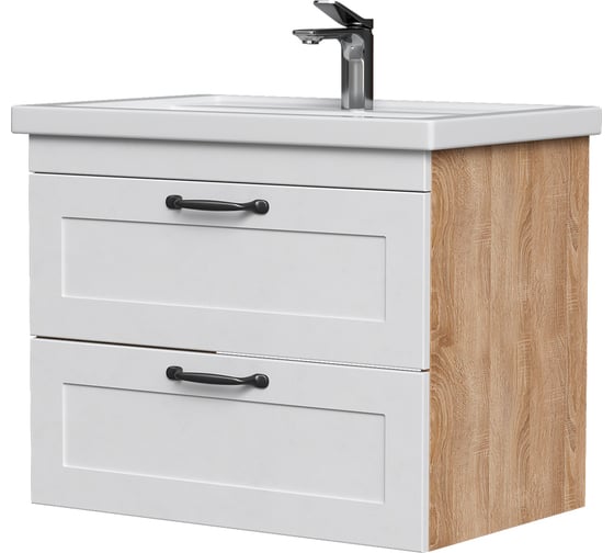 Тумба EQUIL Lago 70, подвесная, 2 ящ., белый/дерево (под раковину Миранда 70), tpLAGO70.2Y-04 1