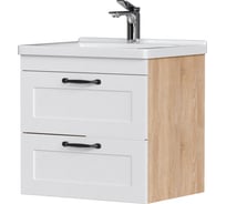 Тумба EQUIL Lago 60, подвесная, 2 ящ., белый/дерево (под раковину Миранда 60), tpLAGO60.2Y-04