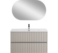 База под раковину подвесная Art&Max ELEGANT с двумя выкатными ящиками, с LED подсветкой ручек. Светло-серый матовый, 970x469x550 AM-ELEGANT-1000-2C-SO-GCM-LED