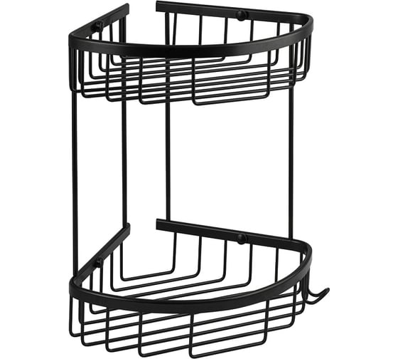 Полочка угловая САНАКС овальная, двойная, алюминиевая, черный 76061 1