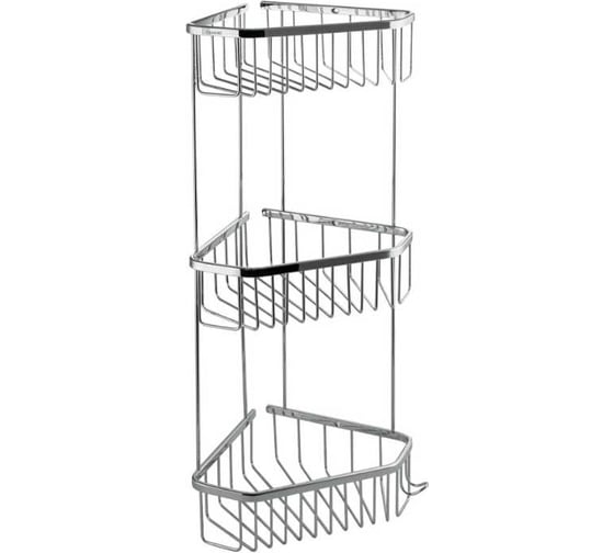 Полочка угловая САНАКС, пятиугольная, тройная, из нержавеющей стали, хром 75044 1