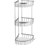 Полочка угловая САНАКС овальная, тройная, алюминиевая, серый 75062