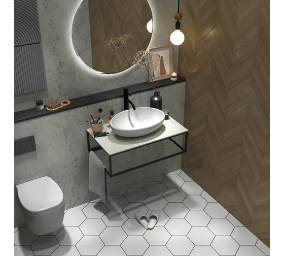 Столешница 1Marka LOFT 80 из керамогранита, светло-серый МА01 Nat Ц0000008735