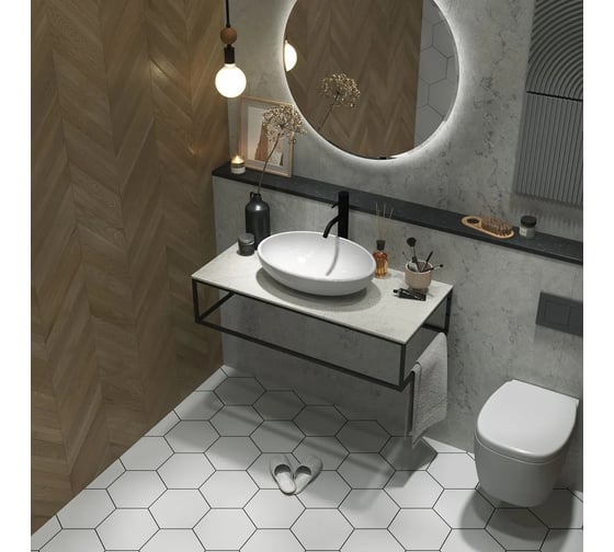 Столешница 1Marka LOFT 90 из керамогранита, светло-серый МА01 Nat Ц0000008736