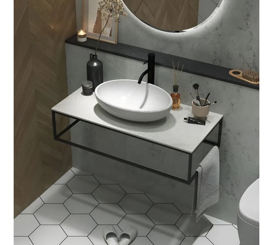 Столешница 1Marka LOFT 90 из керамогранита, светло-серый МА01 Nat Ц0000008736