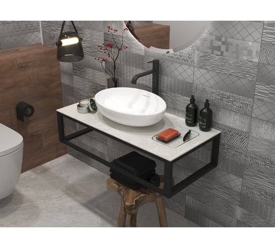 Столешница 1Marka LOFT 100 из керамогранита, светло-серый МА01 Nat Ц0000008733