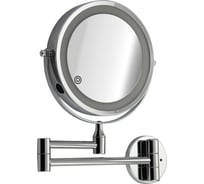 Зеркало косметическое настенное САНАКС с LED подсветкой, сенсорное включение, зарядка Type - C, шнур в комплекте, корпус из нержавеющей стали, цвет ХРОМ 75278