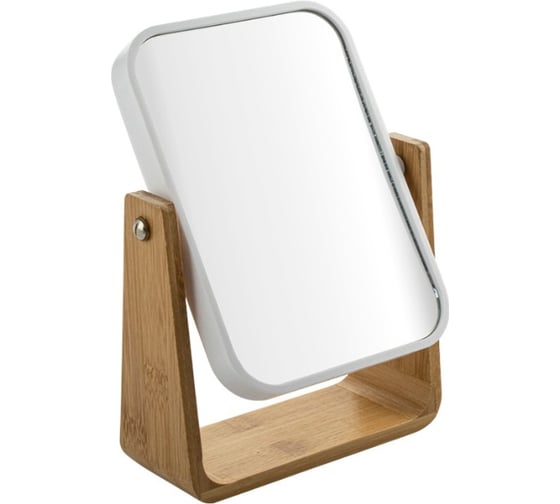 Зеркало косметическое настольное САНАКС БЕЛОЕ, с вставками из бамбука 75813 1