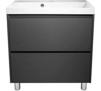 Тумба Stella Polar напольная Борнео 80, 2 ящ., люкс графит матовый, Стандарт 80/Азур 80 SP-00001329