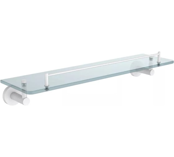 Полка стеклянная VIEIR 1-ярусная, настенная, держатели из нержавеющей стали, цвет белый, V5521-F 1