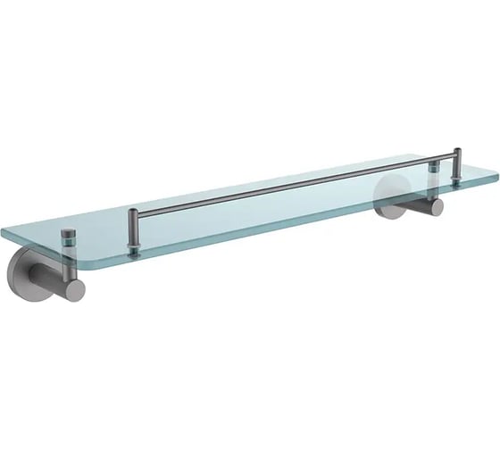 Полка стеклянная VIEIR 1-ярусная, настенная, держатели из нержавеющей стали, цвет графит, V5521-G 1