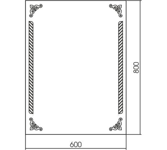 Зеркало MIXLINE Трос 600x800 ШВ., пескоструйный рисунок 548538
