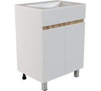 Тумба для ванной MIXLINE БРИКС-60 2 створки белый/дуб вотан под рак.Breeze 60 мебельный Sanita LuxeПВХ 556812