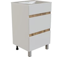 Тумба для ванной MIXLINE БРИКС-60 2 ящика белый/дуб вотан под рак.Breeze 60 мебельный Sanita Luxe ПВХ 556809
