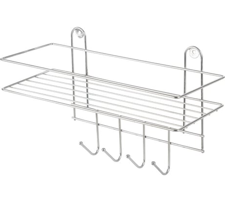 Настенная полка Рыжий кот Lecco Plus 33*12,5*21 см 4 крючка хром 310865