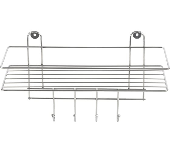 Настенная полка Рыжий кот Lecco Plus 33*12,5*21 см 4 крючка хром 310865