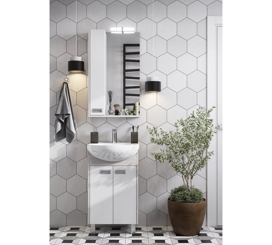 Тумба AQUATON БЕККА 50 белый/дуб Сомерсет для раковины SMILE-50 1A210801BAC20 00045164