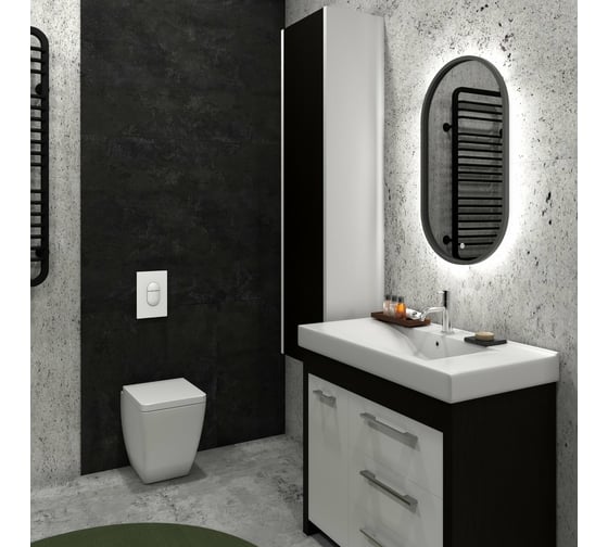 Зеркало КОНТИНЕНТ НН Prime black LED-подсветка, сенсорный выключатель, мдф рама, 450x800 ЗЛП2199