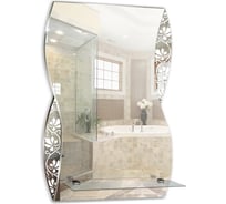 Зеркало MIXLINE "Аква" 395х600 с полкой/пескоструйный рисунок 529383