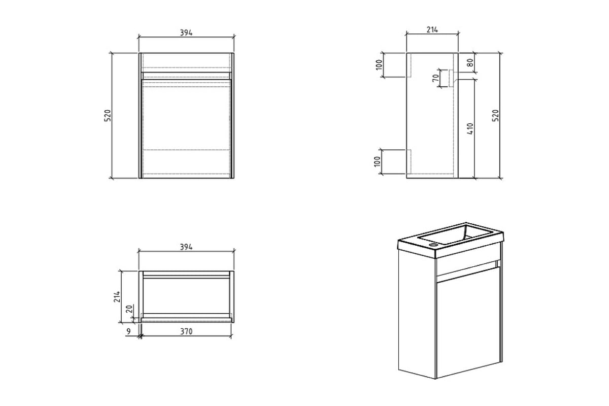 Подвесная база под раковину BelBagno PIETRA Stucco Cemento  MINI-400-1A-SO-SCM-R - выгодная цена, отзывы, характеристики, фото - купить  в Москве и РФ