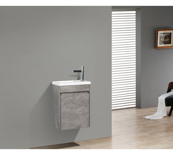 Подвесная база под раковину BelBagno PIETRA Stucco Cemento MINI-400-1A-SO-SCM-R