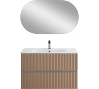 База под раковину подвесная Art&Max ELEGANT с двумя выкатными ящиками, с LED подсветкой ручек. Капучино Матовый, 870x469x550 AM-ELEGANT-900-2C-SO-CM-LED