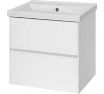 Тумба подвесная Misty Твист - 60, 2 ящика, белая эмаль раковина УТ00002 УТ000027124
