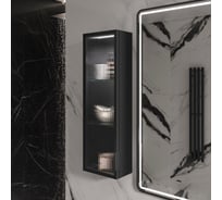 Шкаф EQUIL Stoune 25, со стеклом, узкий, универсальный, 1дв., дуб черный, sSTOUNE25.1D.R/L-35