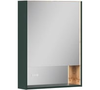 Шкаф зеркальный EQUIL Gleam 60, подвесной, 1 дверь, зеленый камень/дуб вотан, szGLEAM.LED.60.1D-34