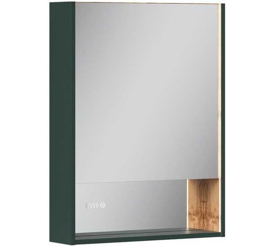 Шкаф зеркальный EQUIL Gleam 60, подвесной, 1 дверь, зеленый камень/дуб вотан, szGLEAM.LED.60.1D-34 1