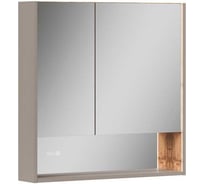 Шкаф зеркальный EQUIL Gleam 80, подвесной, 2 двери, амарок/дуб вотан/дуб вотан, szGLEAM.LED.80.2D-25