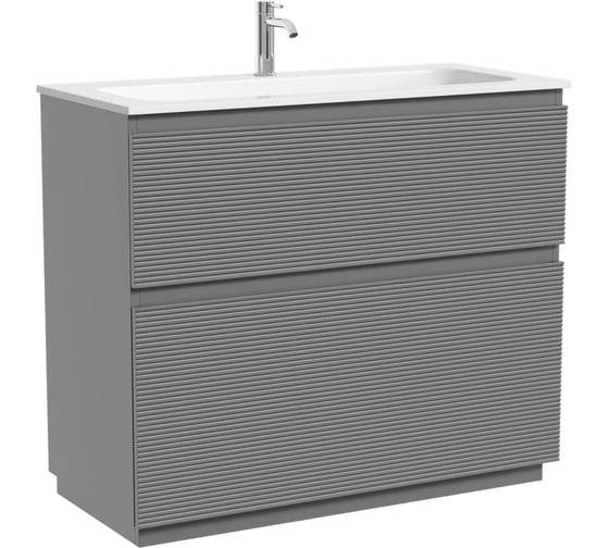 Тумба напольная Sancos Folk Floor 995×445×850 мм, с двумя ящиками оснащёнными доводчиками, цвет Ergraut soft, арт. FL100FES 1