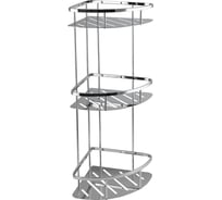 Полочка угловая овальная с литым дном тройная, серия ТИТАН, цвет ХРОМ. GFmark 77355