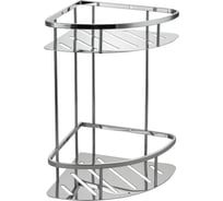 Полочка угловая овальная с литым дном двойная, серия ТИТАН, цвет ХРОМ. GFmark 77351