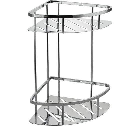 Полочка угловая овальная с литым дном двойная, серия ТИТАН, цвет ХРОМ. GFmark 77351