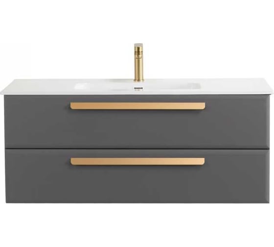 База под раковину подвесная Cezares ECO-CER-N с двумя выкатными ящиками, Темно-серый Матовый, 1200x457x500, ECO-CER-N-1200-2C-SO-GSO-P 1