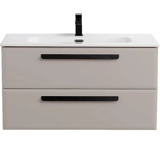 Подвесная база под раковину Cezares ECO-CER-N с двумя выкатными ящиками, серо-бежевый матовый, 1200x457x500, ECO-CER-N-1200-2C-SO-GCO-P