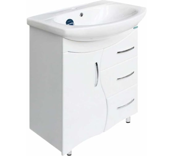 Тумба напольная SANITA ЛИРА 611x720x336, белый (подходит умывальник мебельный Лагуна 65) 00000146608