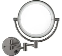 Зеркало косметическое настенное с подсветкой AQUATEK AQ4915BGM 5х, оружейная сталь (шлиф. черный хром) 00000139786