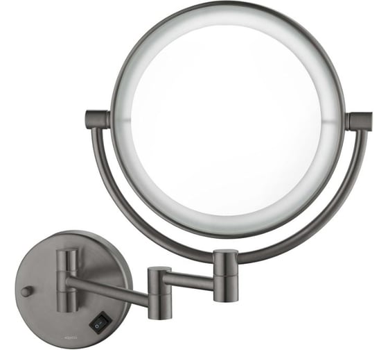 Зеркало косметическое настенное с подсветкой AQUATEK AQ4915BGM 5х, оружейная сталь (шлиф. черный хром) 00000139786