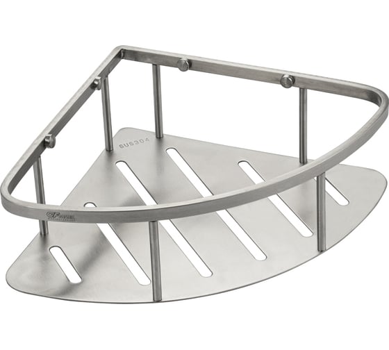 Полочка GFmark 22 см одинарная, угловая, овальная, литая, матовая, АНТИВАНДАЛЬНАЯ, из нержавеющей стали марки SUS 304 80362