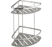 Полочка GFmark 22 см двойная, угловая, овальная, литая, матовая, АНТИВАНДАЛЬНАЯ, из нержавеющей стали марки SUS 304 80363