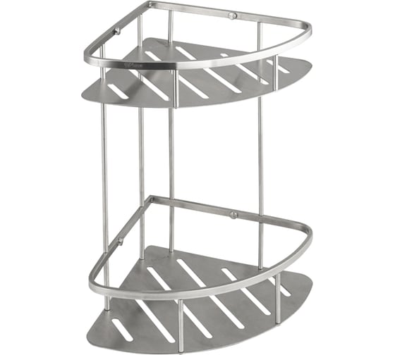 Полочка GFmark 22 см двойная, угловая, овальная, литая, матовая, АНТИВАНДАЛЬНАЯ, из нержавеющей стали марки SUS 304 80363