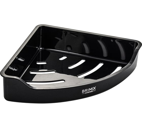 Полочка угловая BRIMIX пластиковая, из высокопрочного АБС пластика, с самоклеющимся крепежом без сверления, глянцевая, цвет ЧЕРНЫЙ. 5682